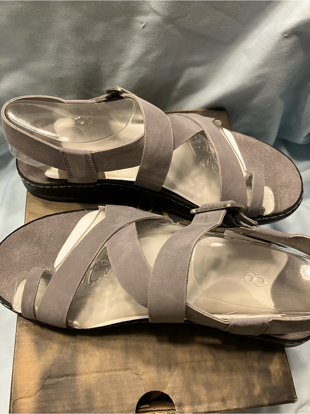 Chaco Women's Gray Suede Crisscross Strap Sandals - Picture 7 of 13